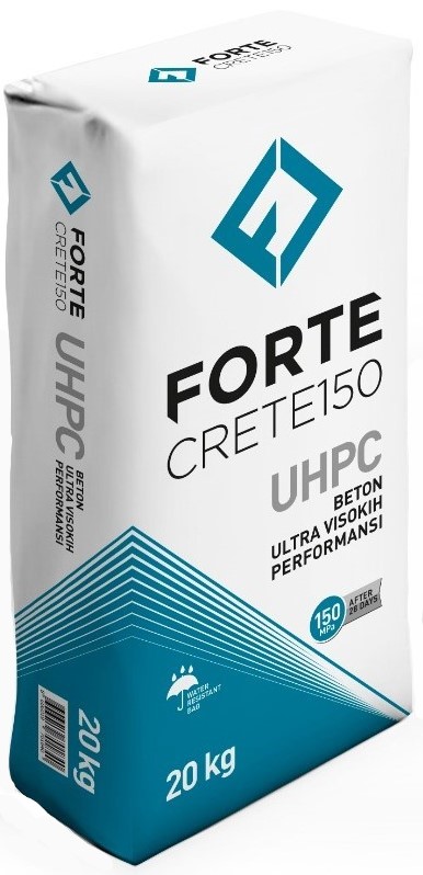 A 20kg bag of ForteCrete ultra high performance concrete